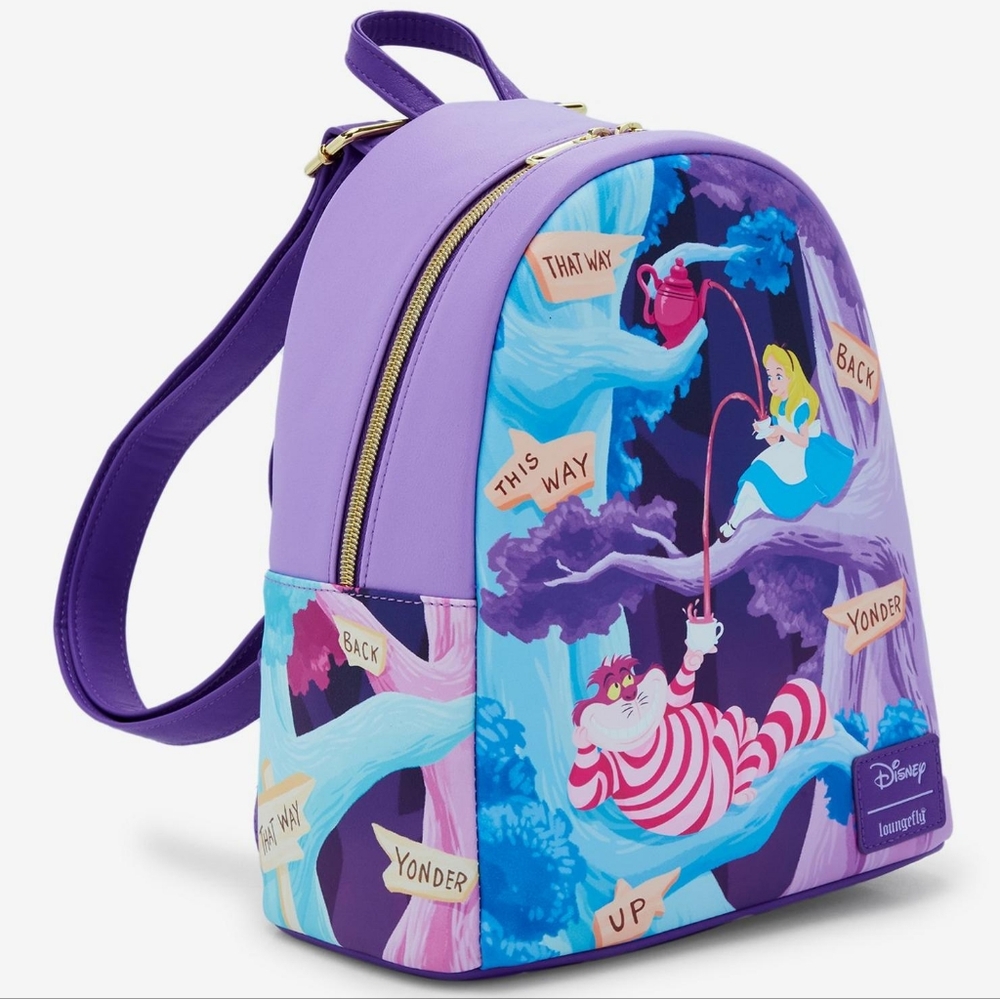 NWT Loungefly Disney Alice In Wonderland Alice & Cheshire Cat Mini Backpack - Picture 2 of 9